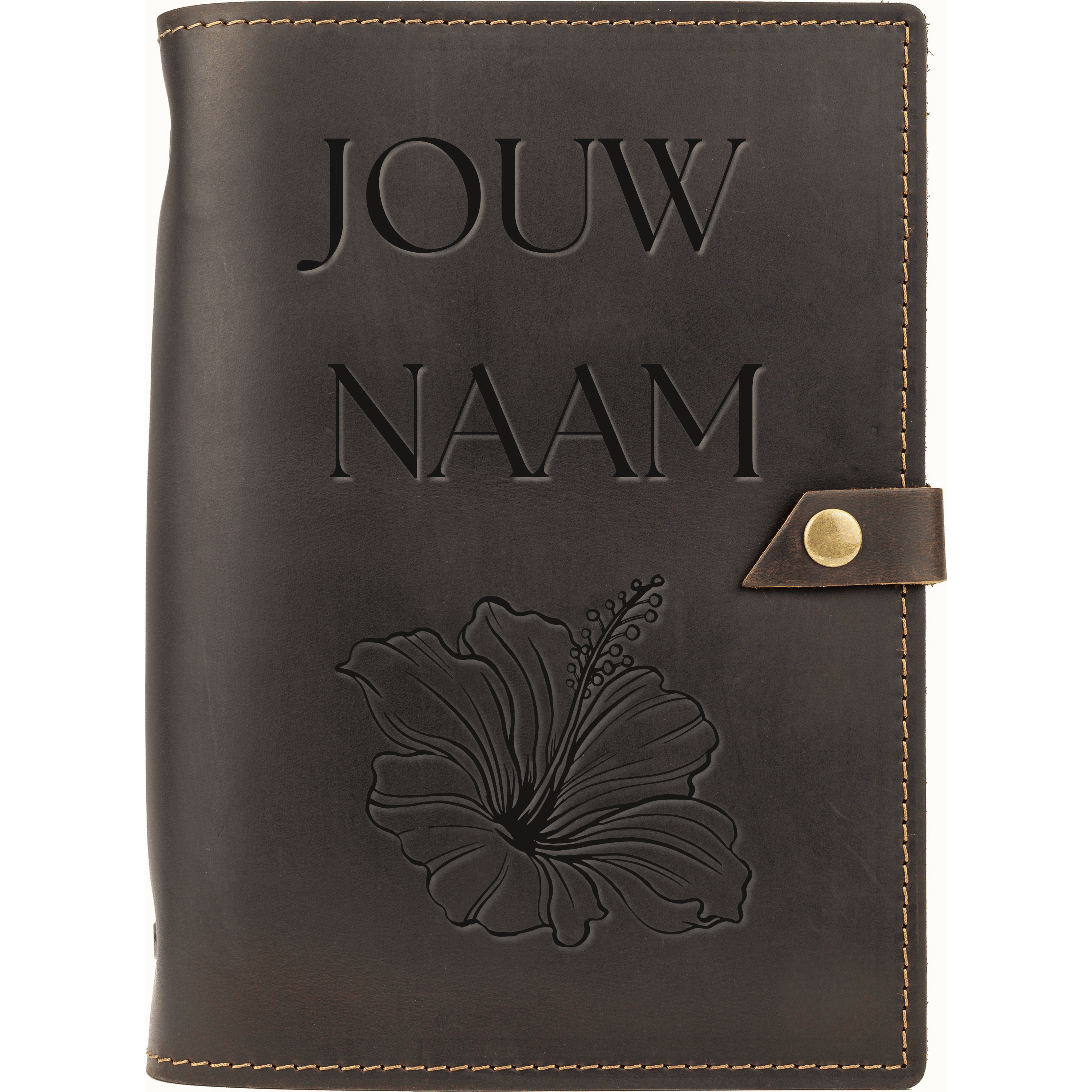 Gegraveerd leren notitieboek - ROALD - A5 - Hervulbaar