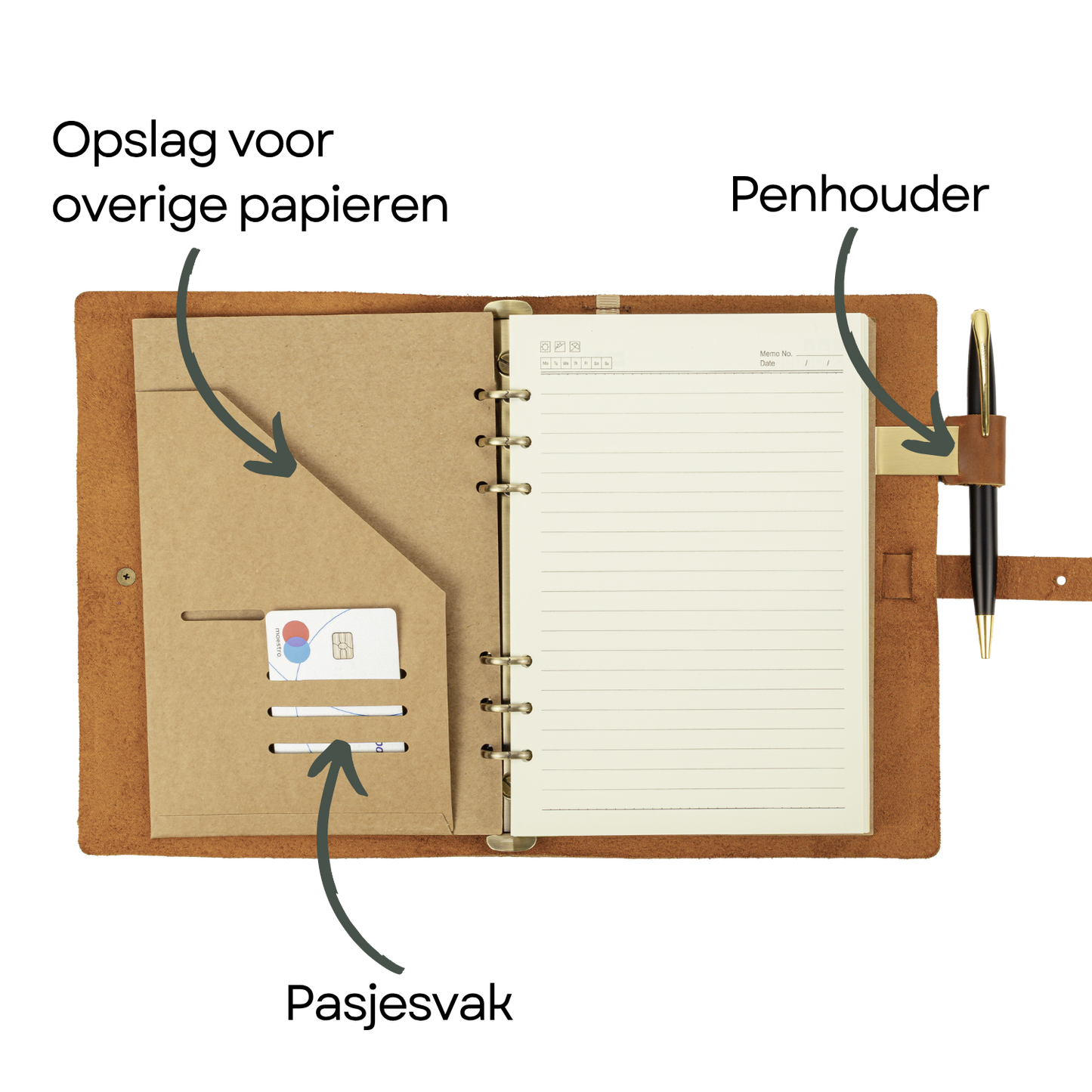 MARCO - Leren notitieboek - A5 - Cognac
