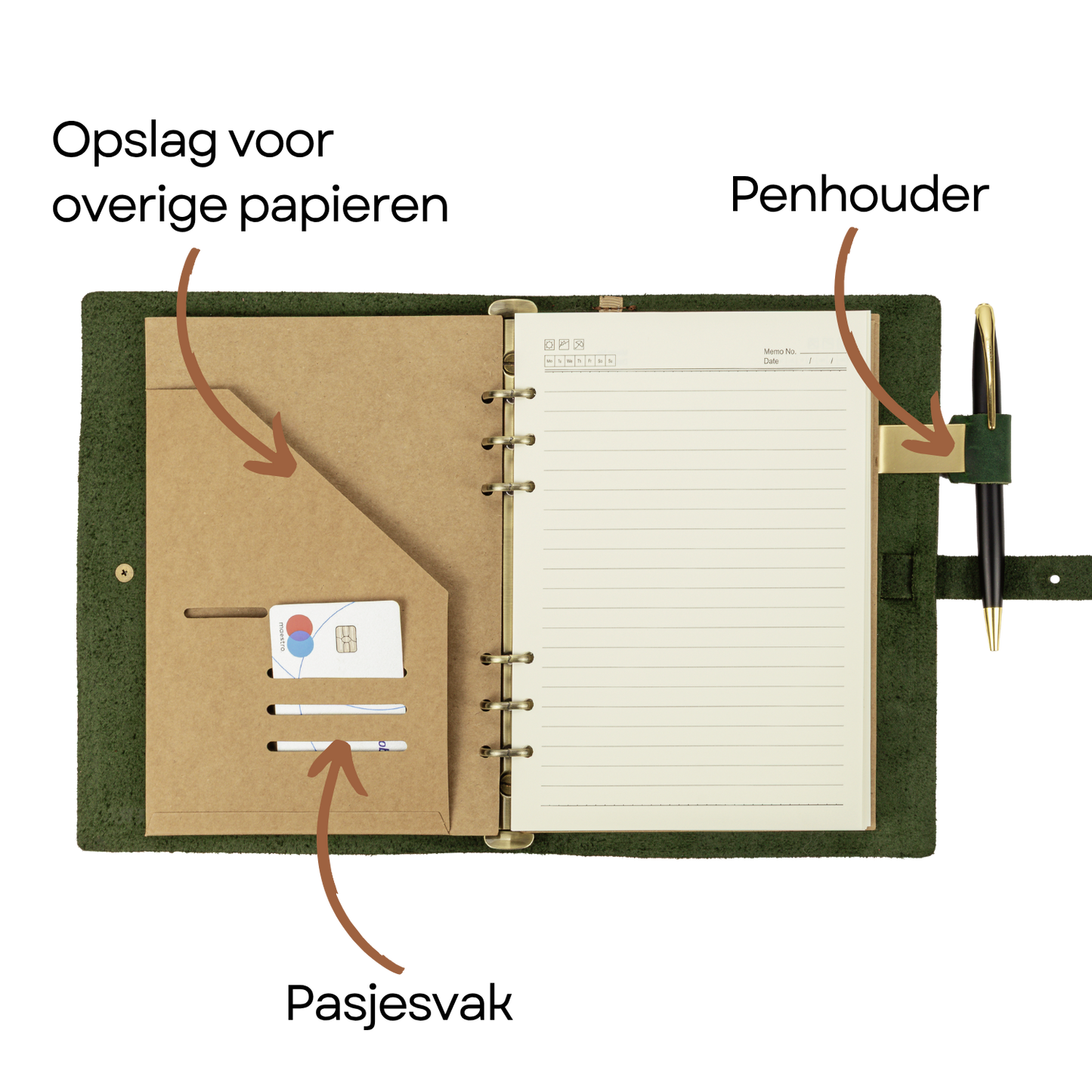 MARCO - Leren notitieboek - A5 - Groen