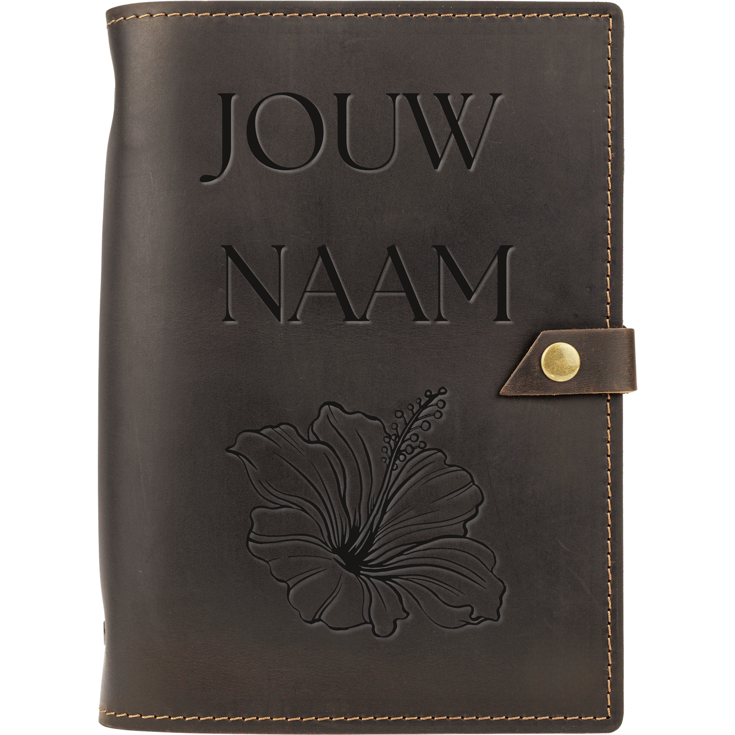 Gegraveerd leren notitieboek - ROALD - A5 - Hervulbaar