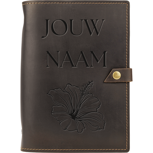 Gegraveerd leren notitieboek - ROALD - A5 - Hervulbaar