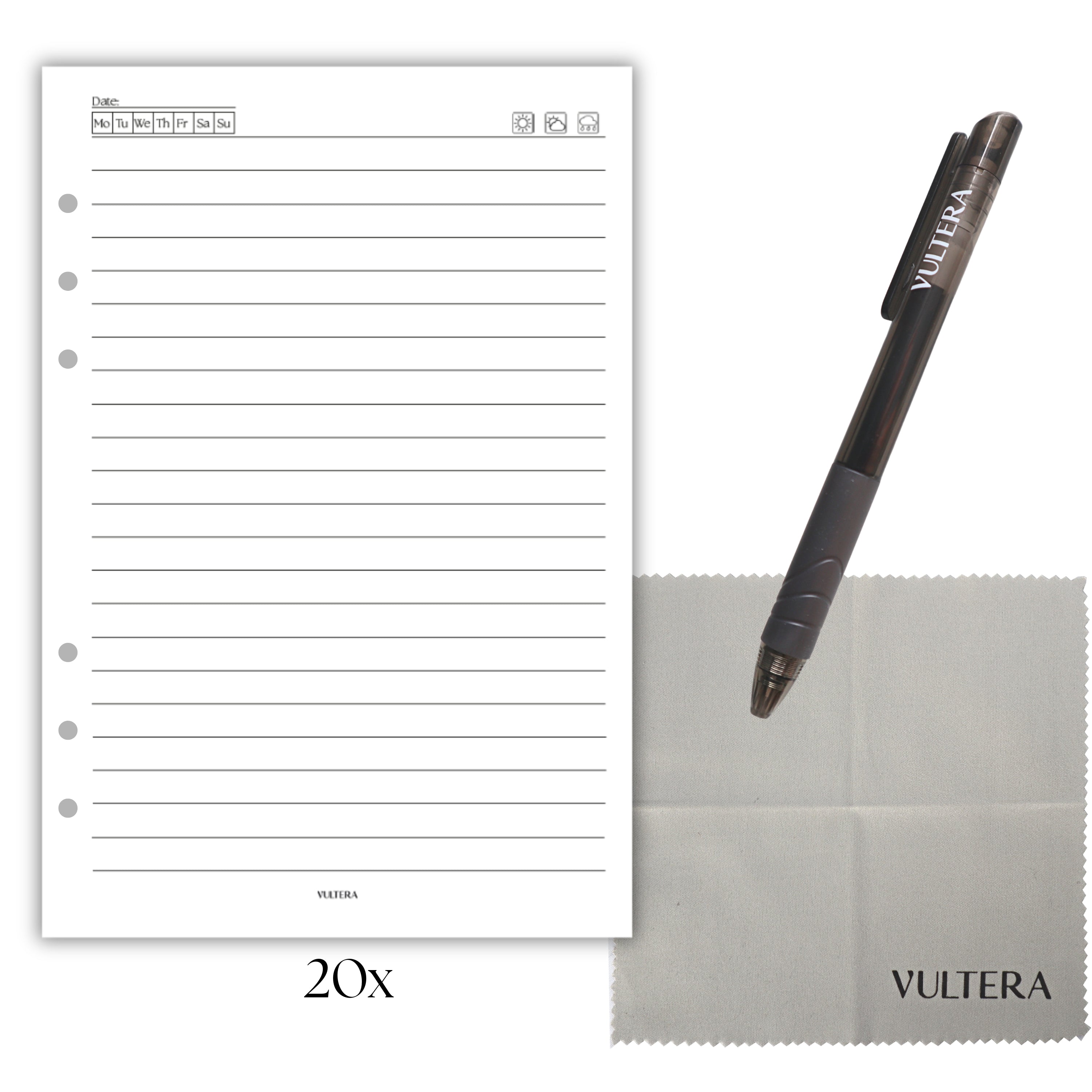 Uitwisbaar Papier bundel A5 - 6 gaats - gelinieerd - 20 bladen