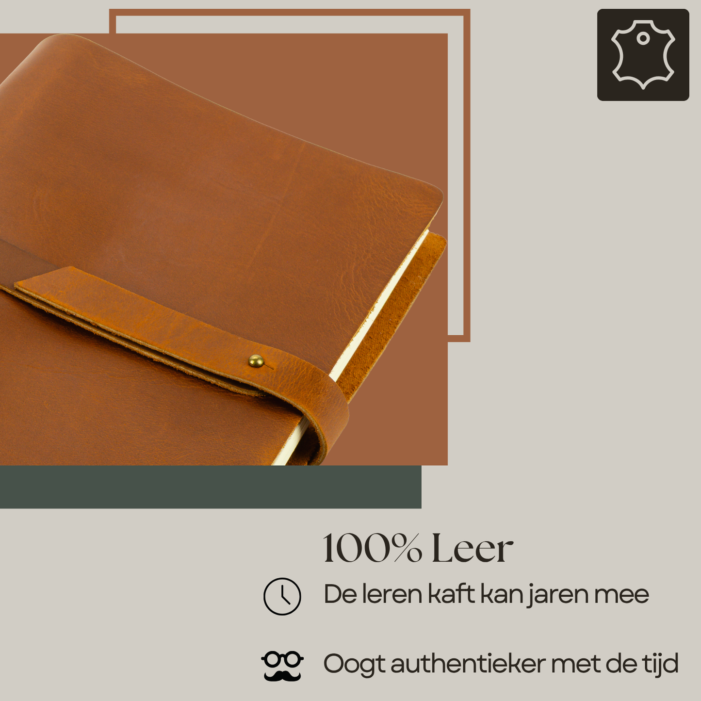 MARCO - Leren notitieboek - A5 - Cognac