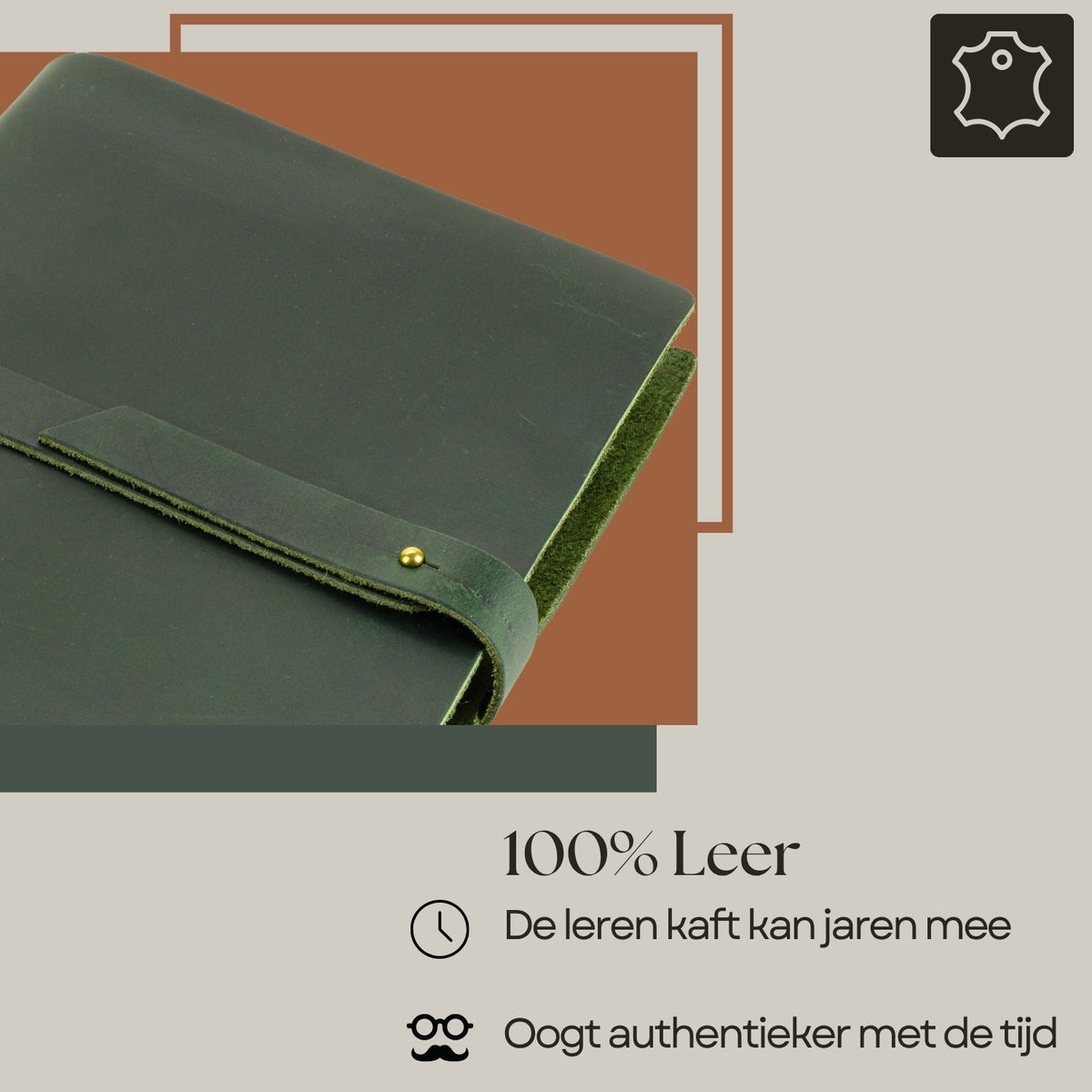 MARCO - Leren notitieboek - A5 - Groen