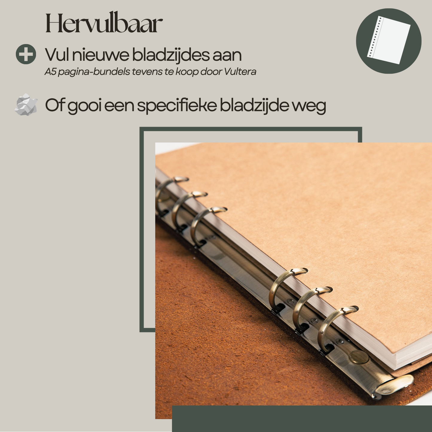 MARCO - Leren notitieboek - A5 - Groen