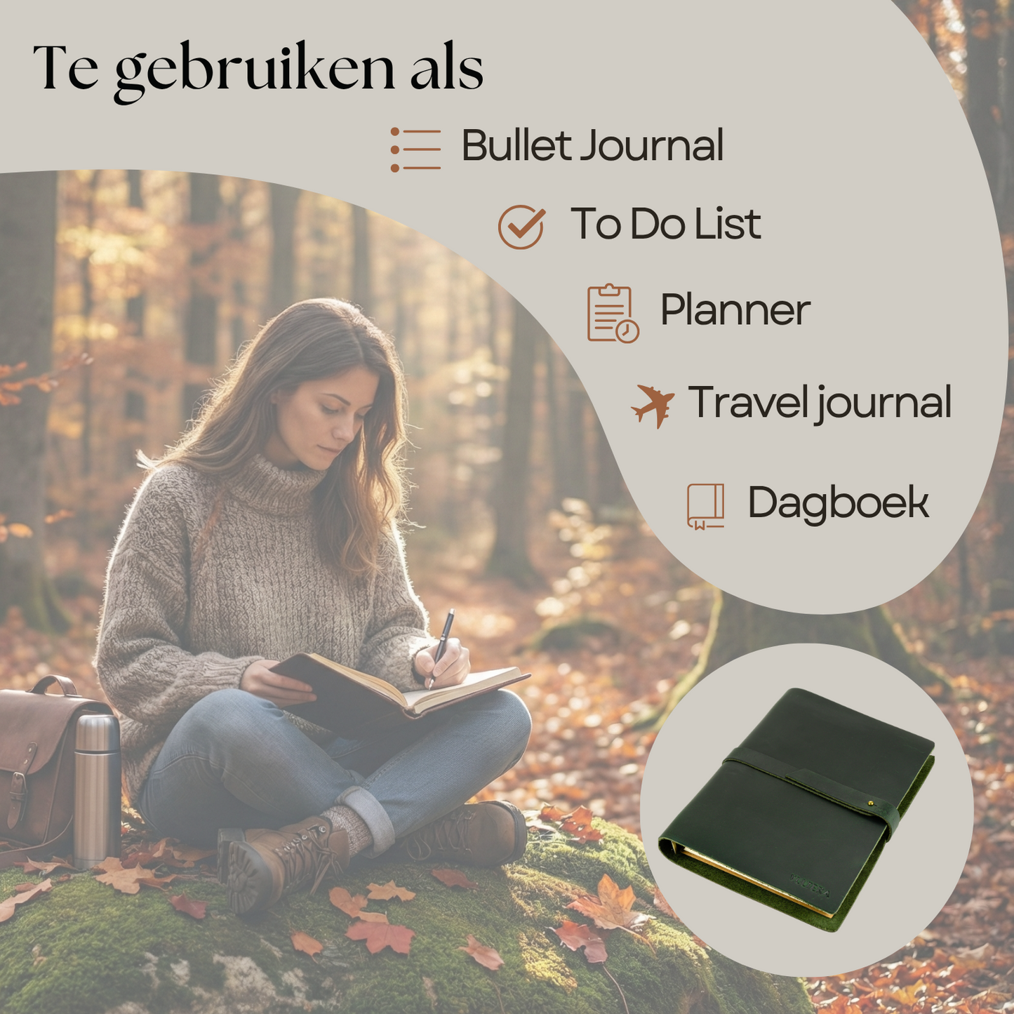 MARCO - Leren notitieboek - A5 - Groen