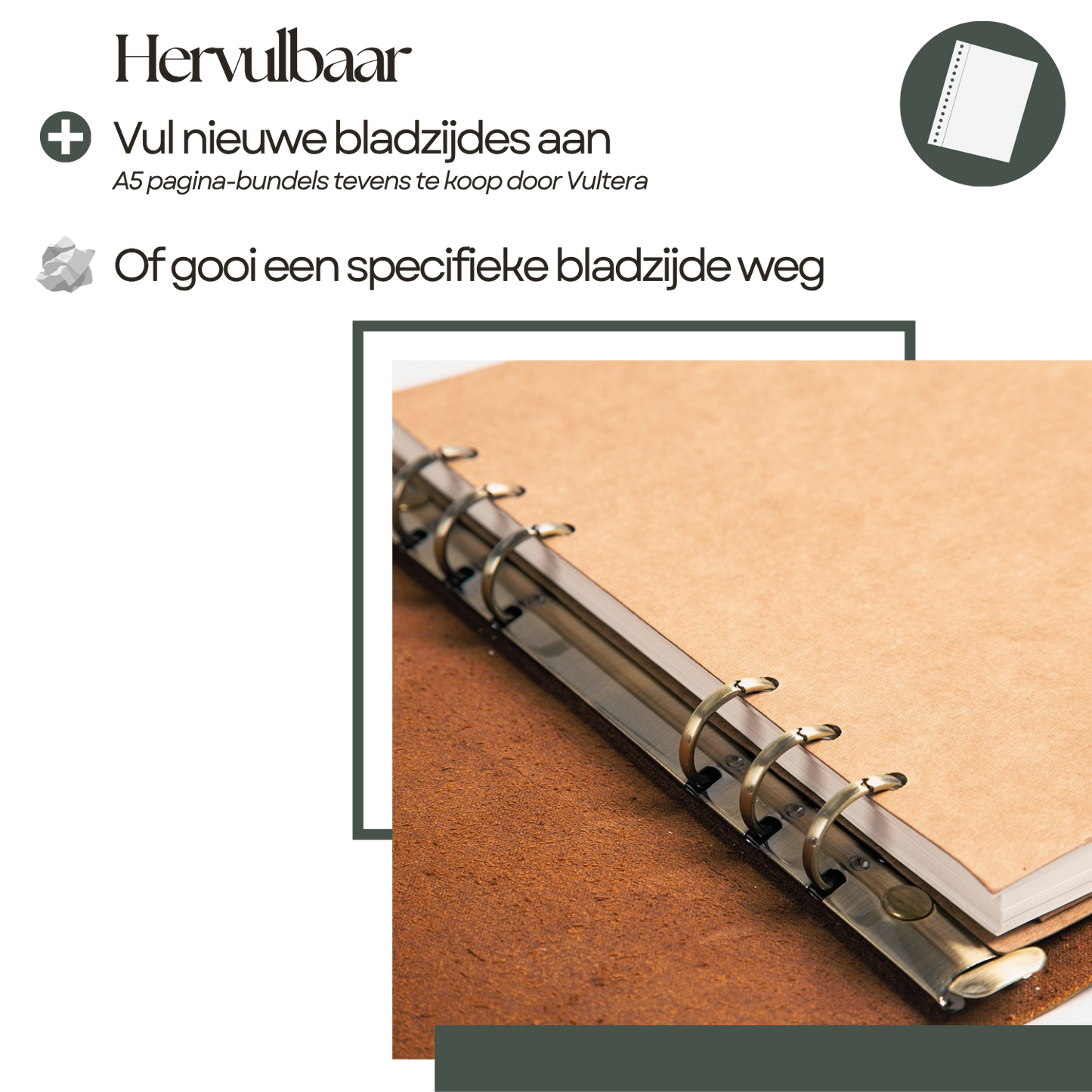 ROALD - A5 leren notitieboek - Rood