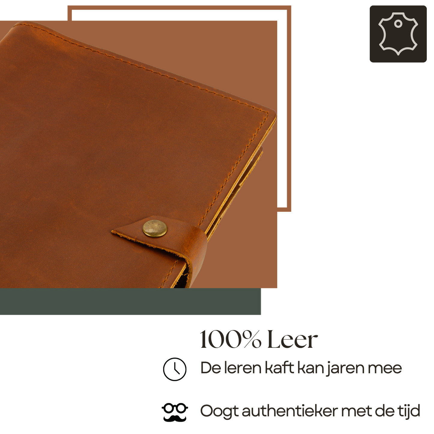 ROALD - A5 leren notitieboek - Cognac