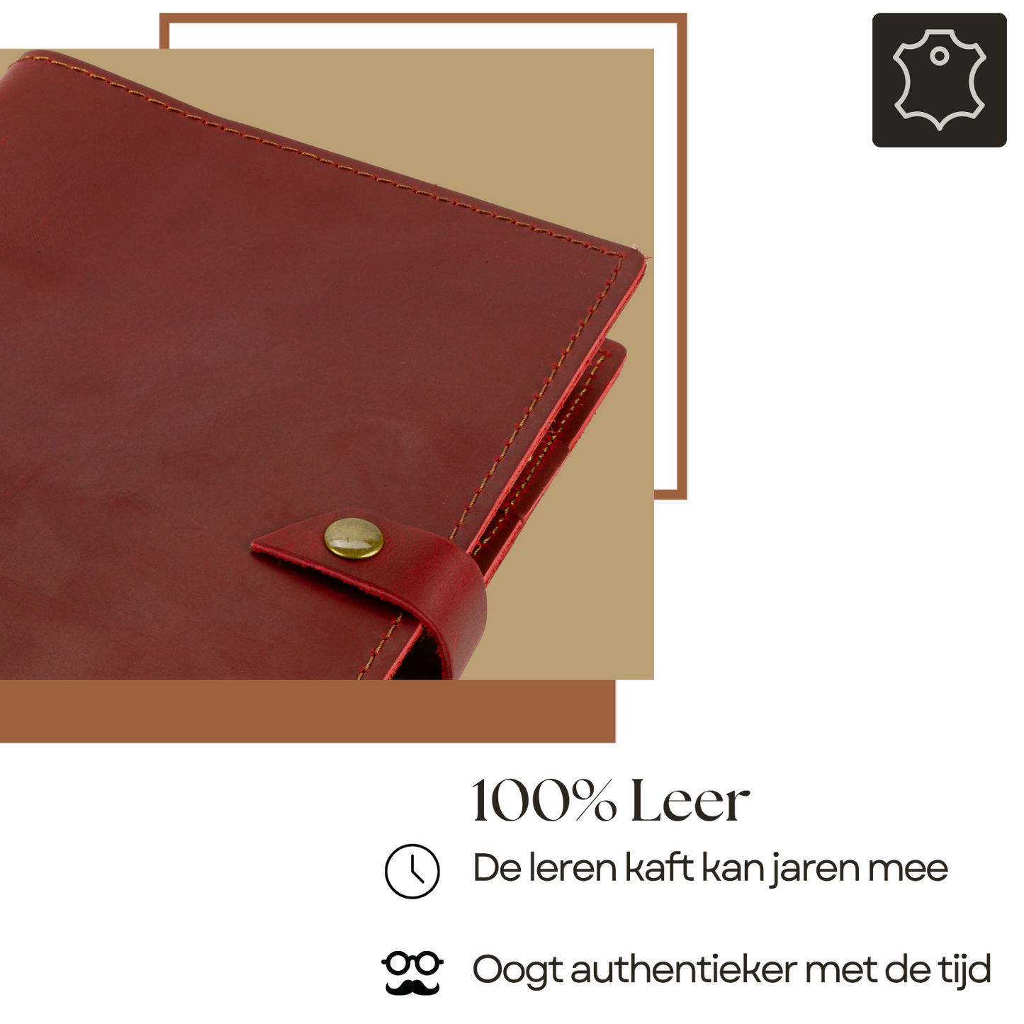 ROALD - A5 leren notitieboek - Rood