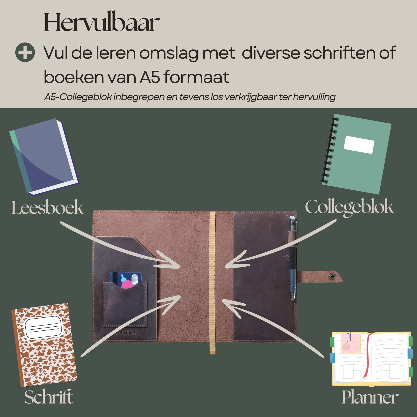 MUNGO - A5 leren notitieboek