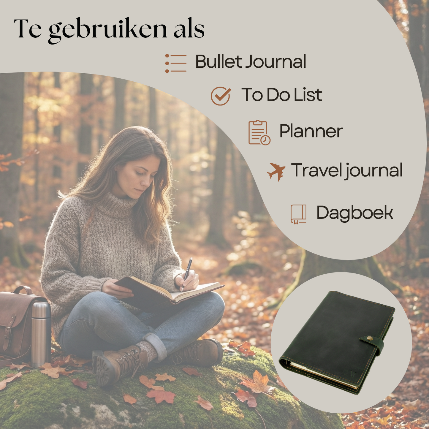 ROALD - A5 leren notitieboek - Groen