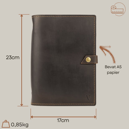 ROALD - A5 leren notitieboek - Gepersonaliseerd