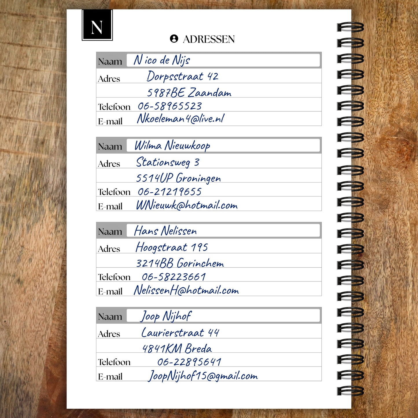 A-to-Z booklet - Address book