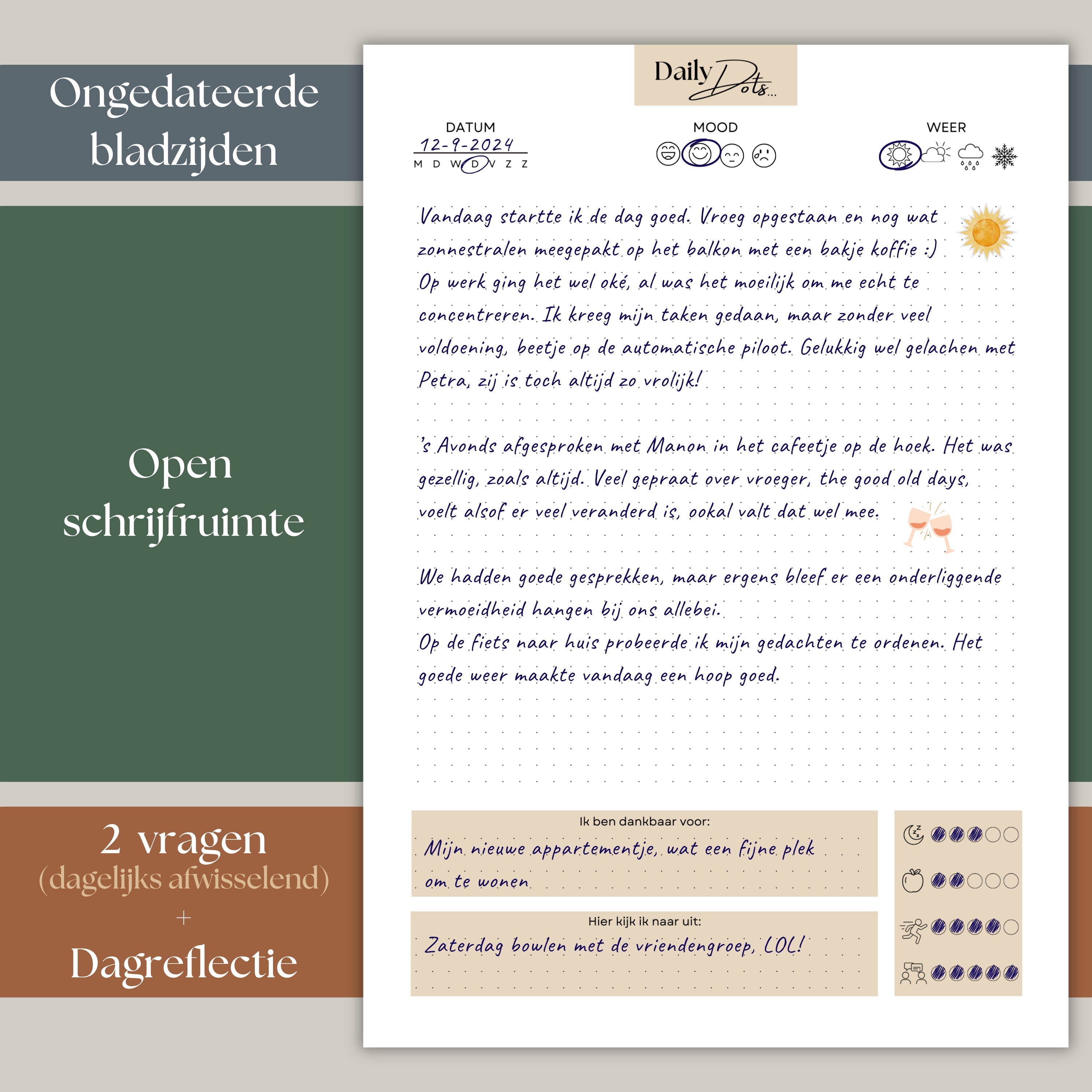 Vultera Daily Dots - Bullet Journal - Dagboek - A5 - Champagne