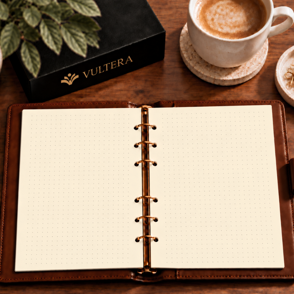 Vultera A5 navulling Dotted – 6 gaten – 100 vellen ivoorwit papier – refill voor notitieboek