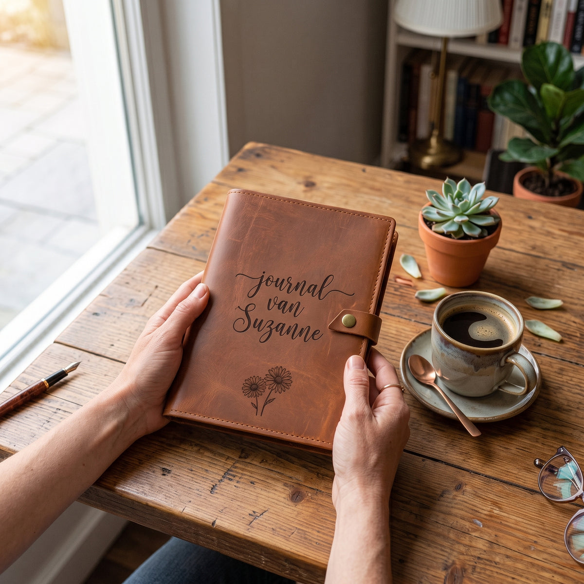 ROALD - A5 leren notitieboek - Gepersonaliseerd