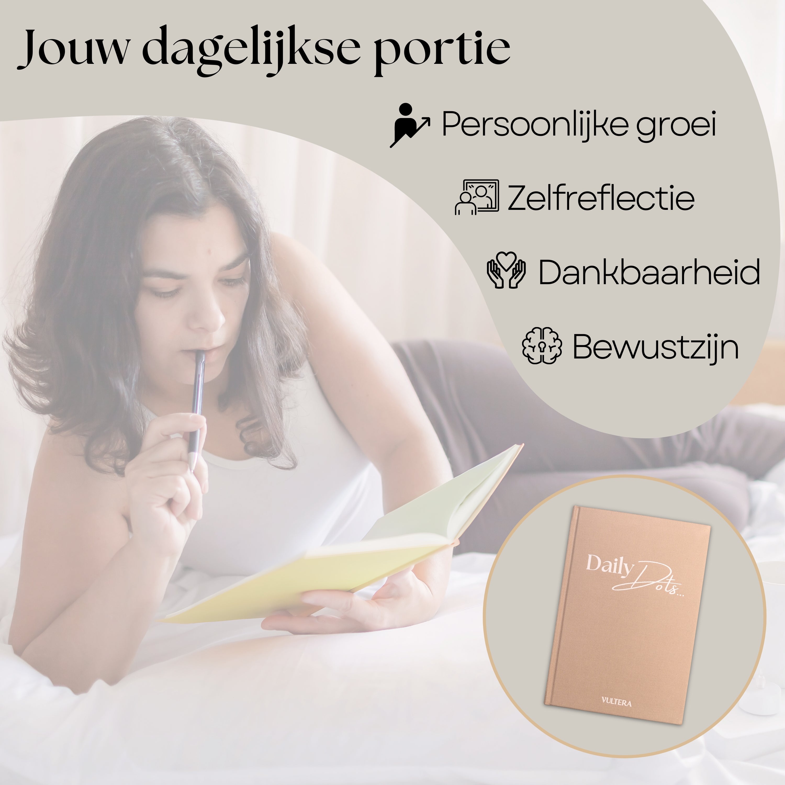 Vultera Daily Dots - Bullet Journal - Dagboek - A5 - Champagne