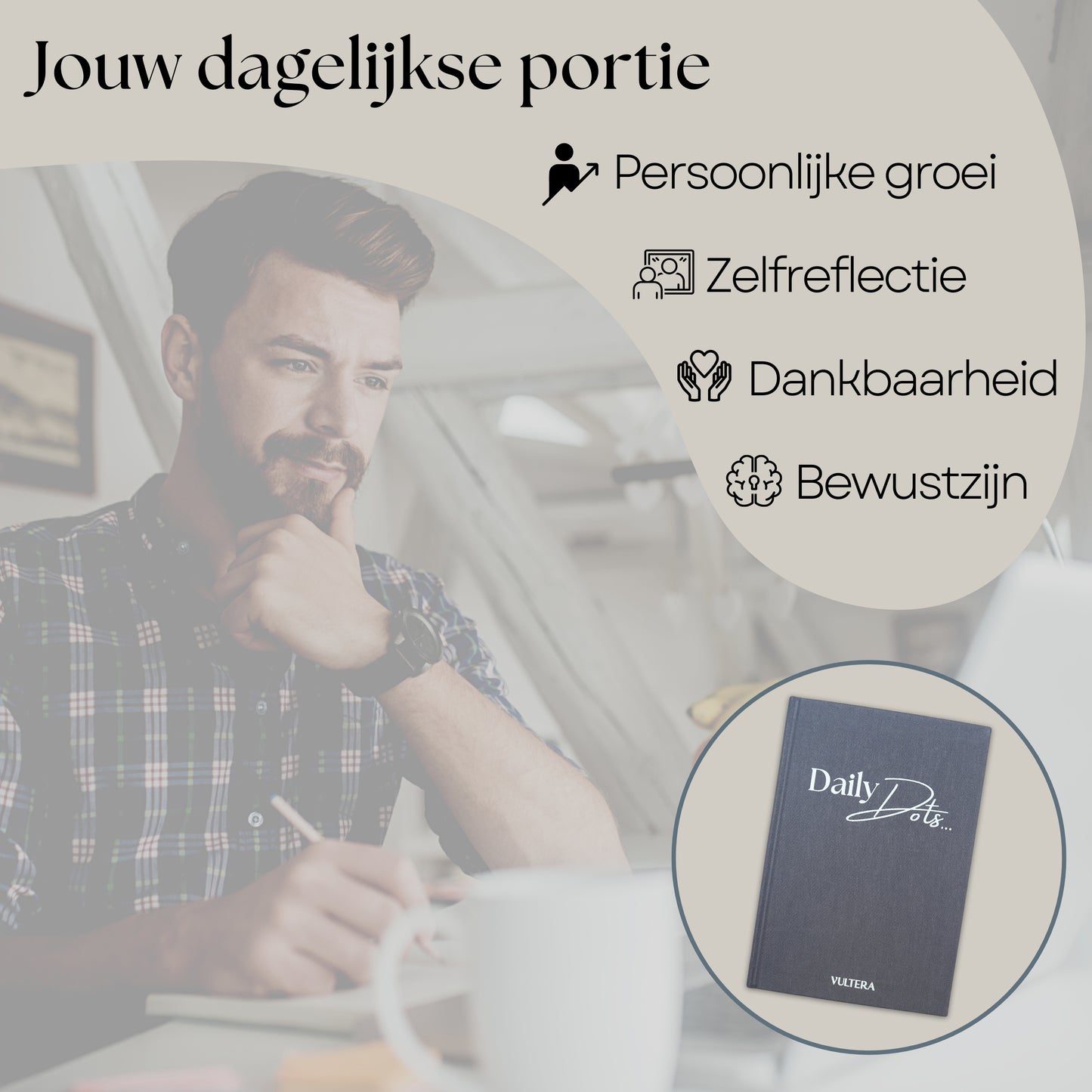 Vultera Daily Dots - Bullet Journal - Dagboek - A5 - Blauwgrijs