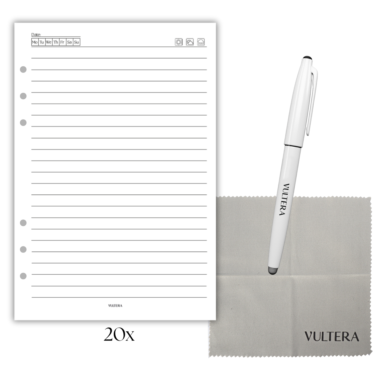 Uitwisbaar Papier bundel A5 - 6 gaats - gelinieerd - 20 bladen