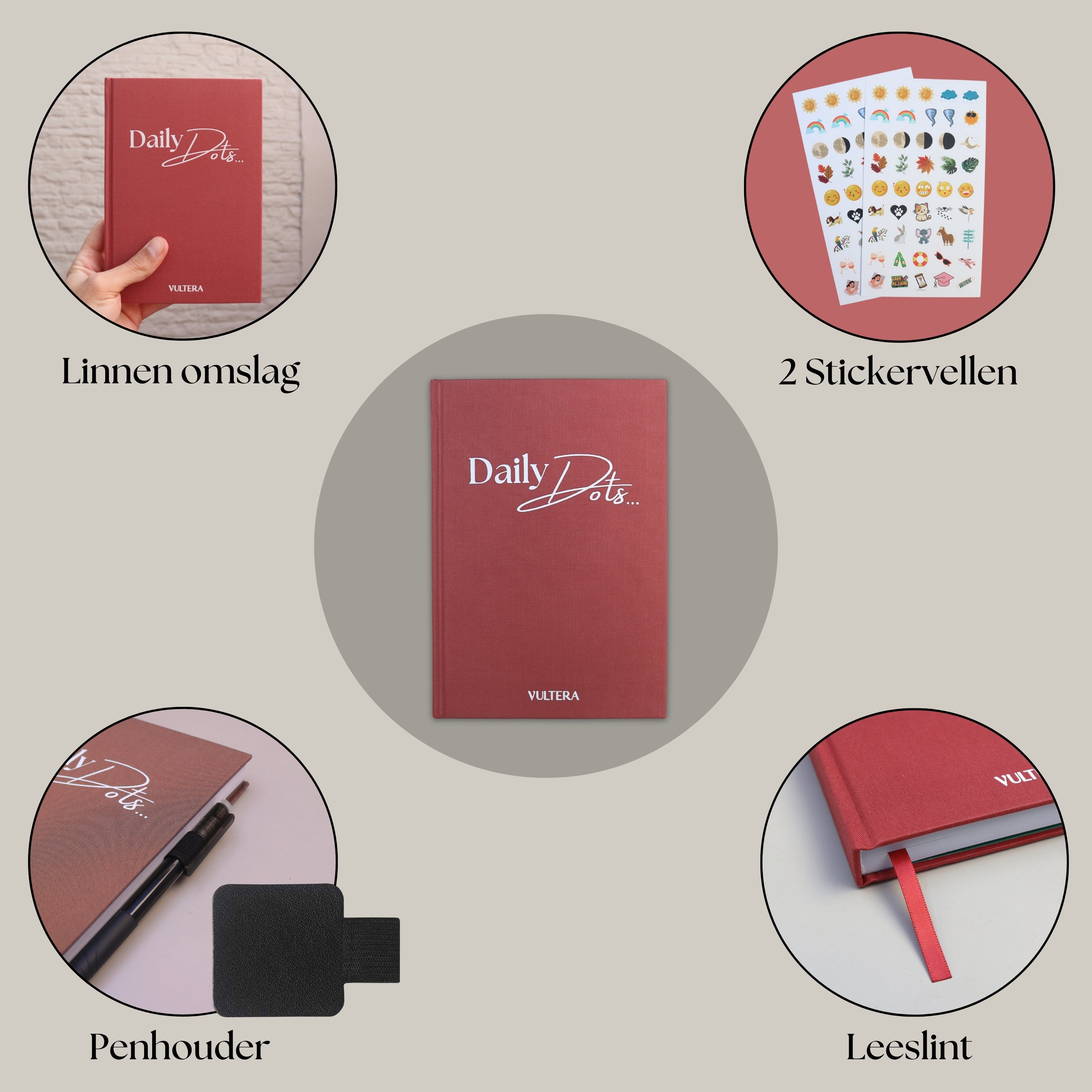 Vultera Daily Dots – Bullet Journal – Tagebuch – A5 – Altrosa