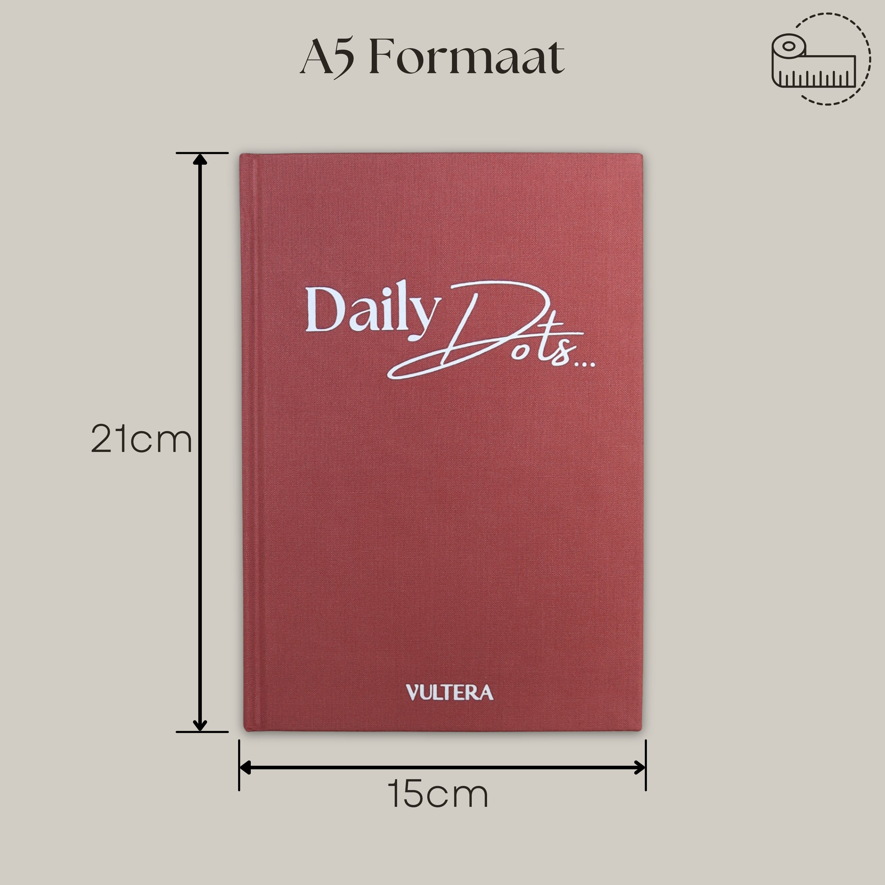 Vultera Daily Dots – Bullet Journal – Tagebuch – A5 – Altrosa