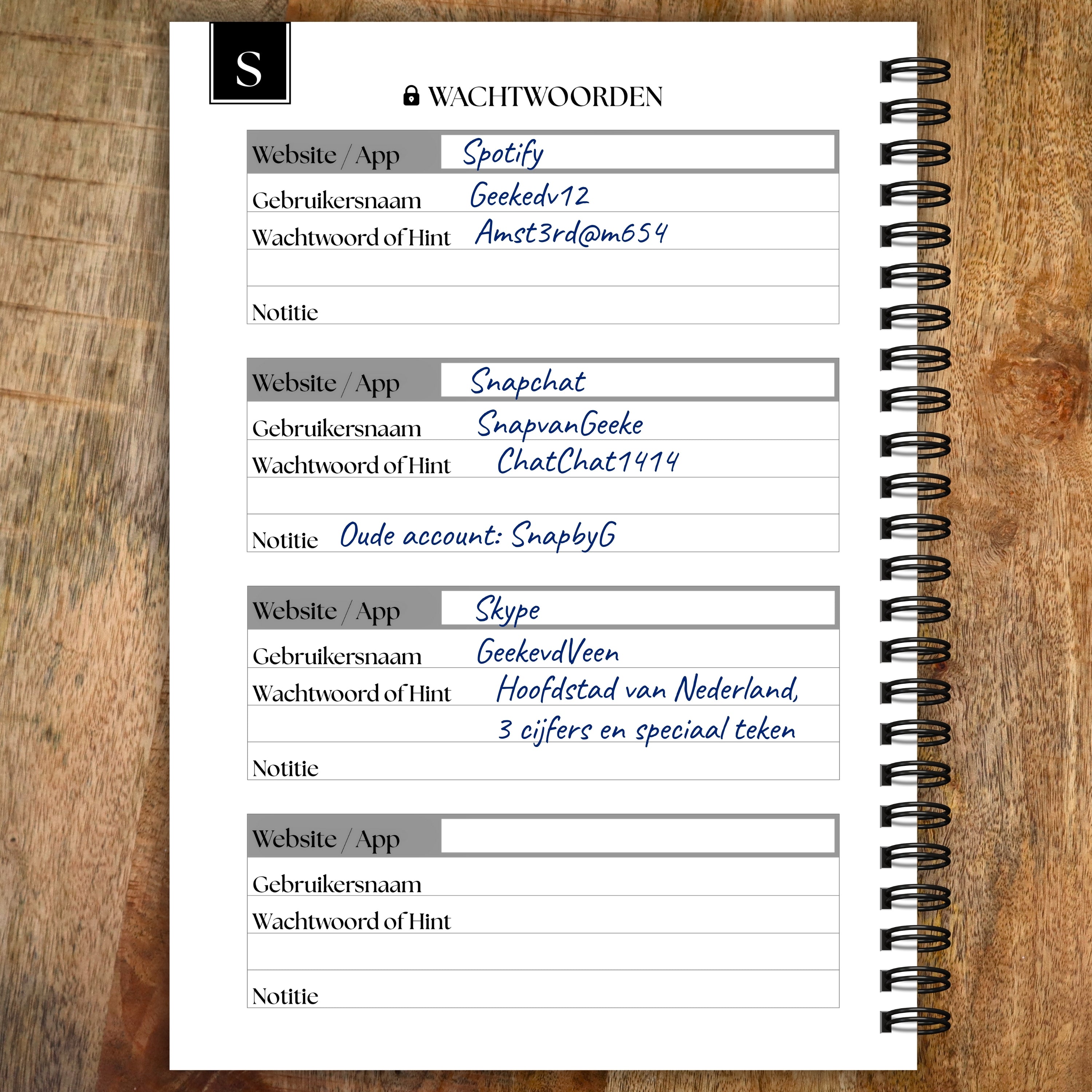 Wachtwoordenboek A5 - Wachtwoordenboekje - Password Organizer