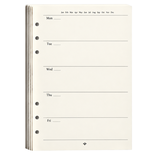 Vultera A5 navulling weekplanner ongedateerd – 6 gaten – 100 vellen ivoorwit – refill planner voor elk jaar