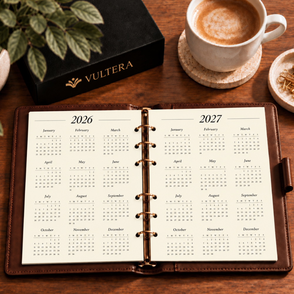 Vultera A5 navulling weekplanner ongedateerd – 6 gaten – 100 vellen ivoorwit – refill planner voor elk jaar