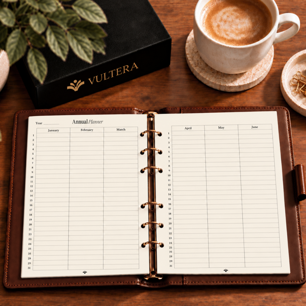 Vultera A5 navulling weekplanner ongedateerd – 6 gaten – 100 vellen ivoorwit – refill planner voor elk jaar