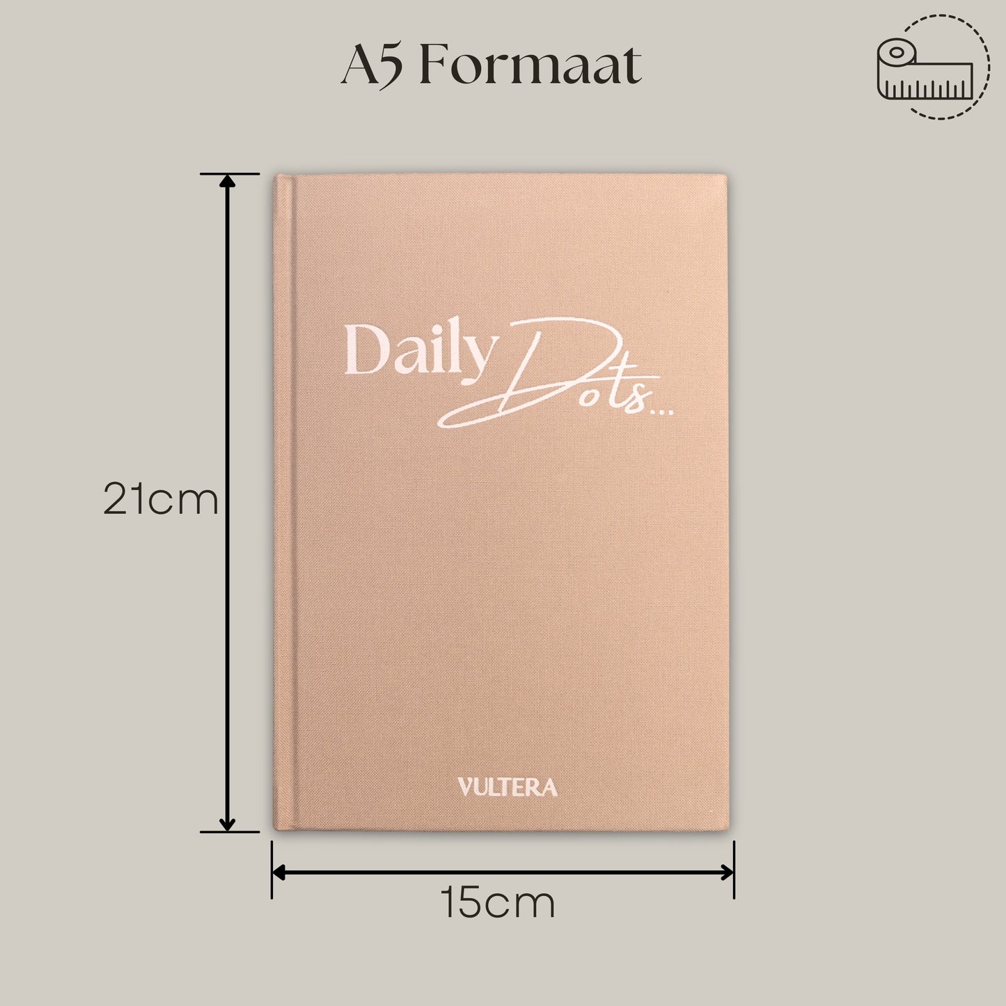 Vultera Daily Dots - Bullet Journal - Dagboek - A5 - Champagne