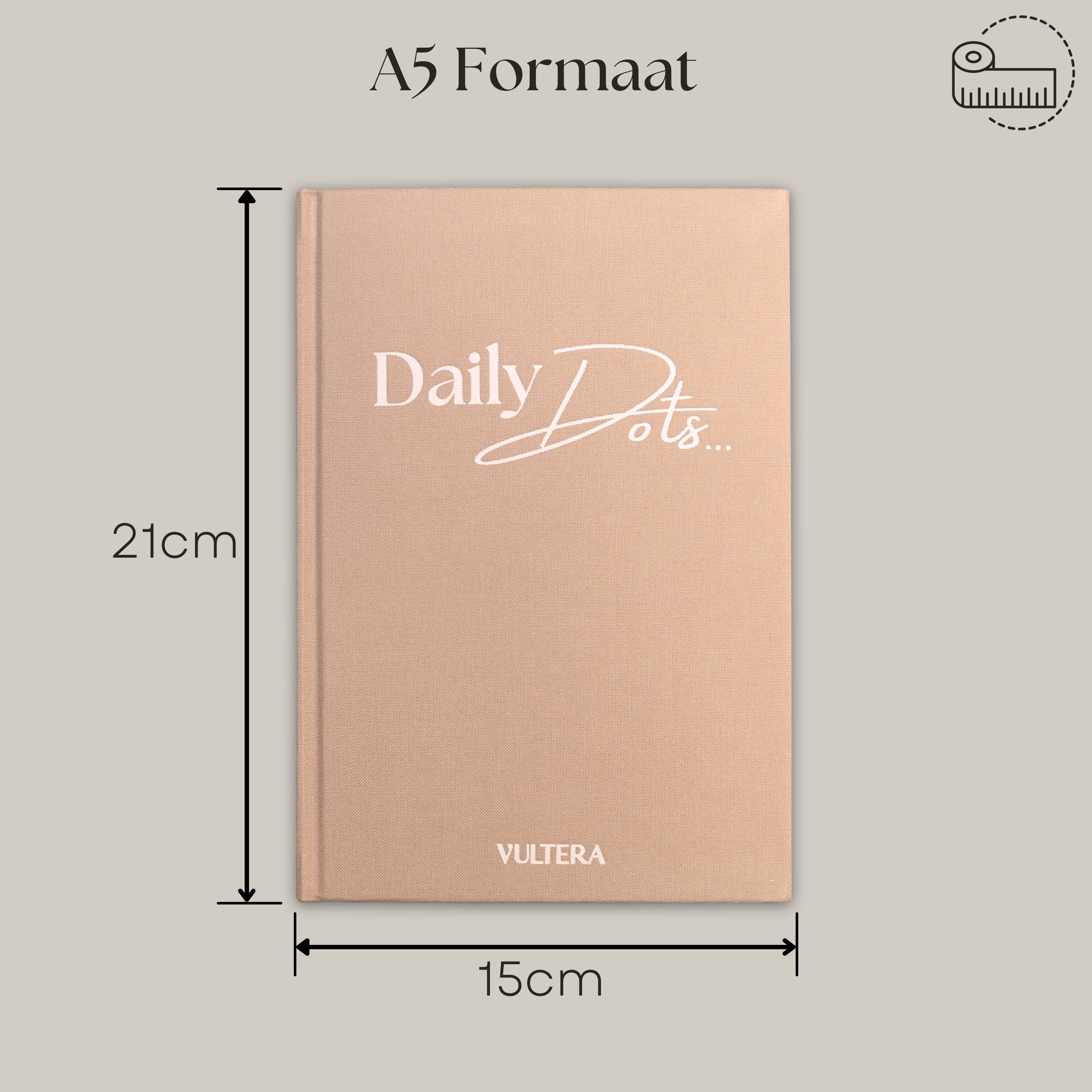 Vultera Daily Dots - Bullet Journal - Dagboek - A5 - Champagne